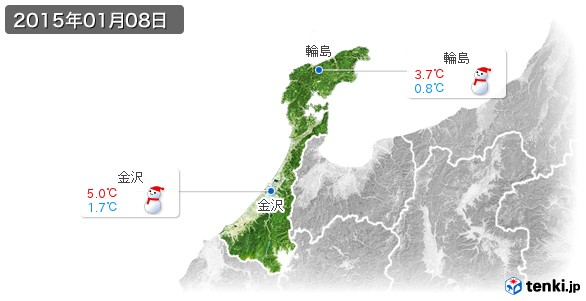 石川県(2015年01月08日の天気