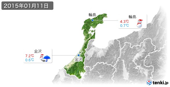 石川県(2015年01月11日の天気