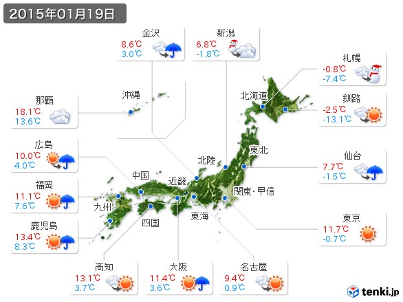 (2015年01月19日の天気