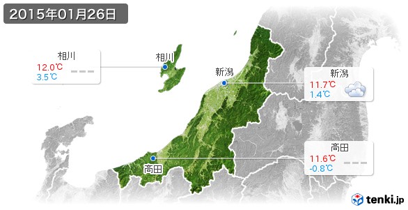 新潟県(2015年01月26日の天気