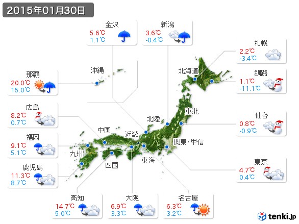 (2015年01月30日の天気