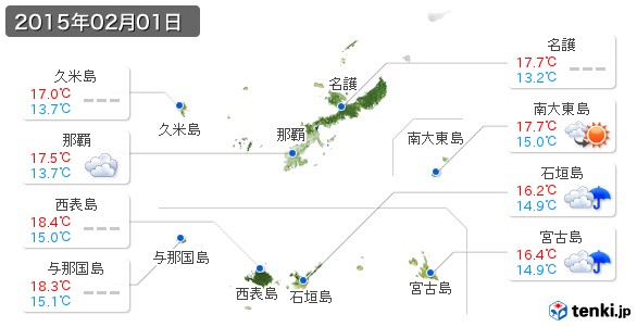 沖縄県(2015年02月01日の天気