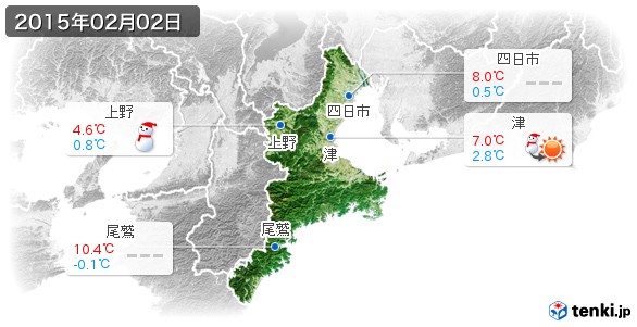 三重県(2015年02月02日の天気