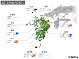 2015年02月07日の九州地方の実況天気