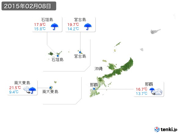 沖縄地方(2015年02月08日の天気