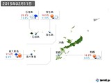 2015年02月11日の沖縄地方の実況天気