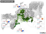 2015年02月12日の東海地方の実況天気
