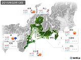 2015年02月13日の東海地方の実況天気