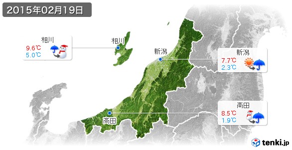 新潟県(2015年02月19日の天気