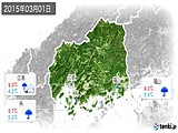 2015年03月01日の広島県の実況天気