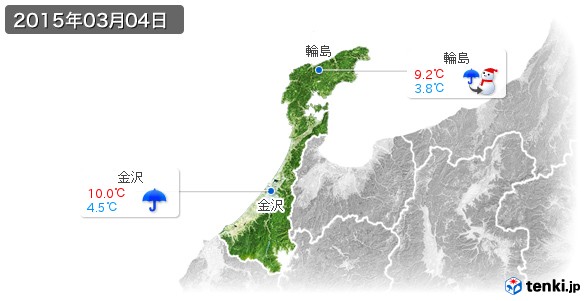石川県(2015年03月04日の天気
