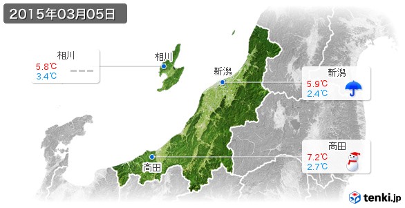 新潟県(2015年03月05日の天気