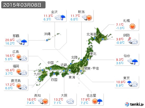 (2015年03月08日の天気