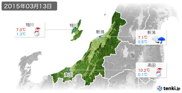 新潟県(2015年03月13日の天気