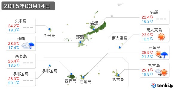 沖縄県(2015年03月14日の天気
