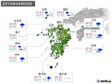 2015年04月03日の九州地方の実況天気