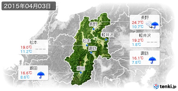 長野県(2015年04月03日の天気