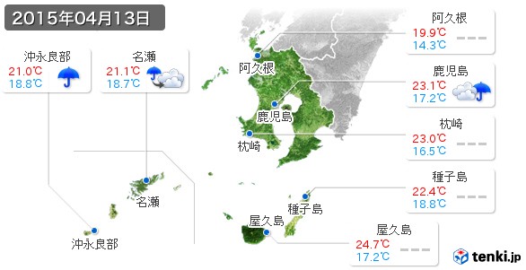 鹿児島県(2015年04月13日の天気