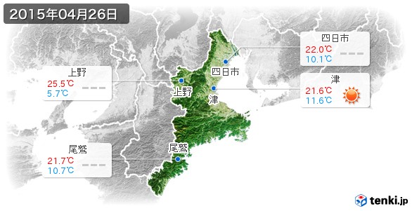 三重県(2015年04月26日の天気