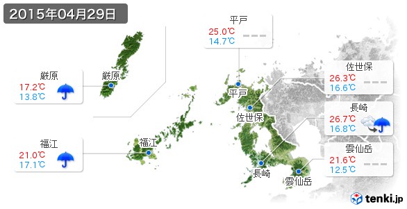 長崎県(2015年04月29日の天気