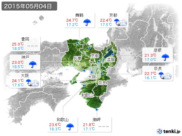 近畿地方(2015年05月04日の天気