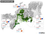 2015年05月13日の東海地方の実況天気