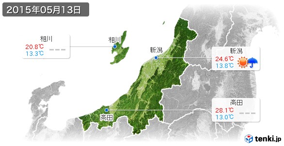 新潟県(2015年05月13日の天気