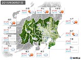 2015年06月01日の関東・甲信地方の実況天気