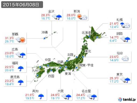 (2015年06月08日の天気