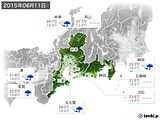2015年06月11日の東海地方の実況天気