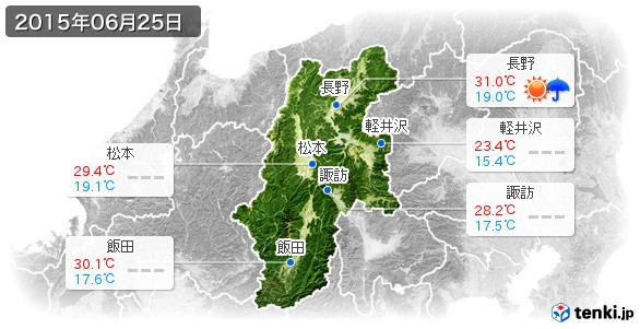 長野県(2015年06月25日の天気