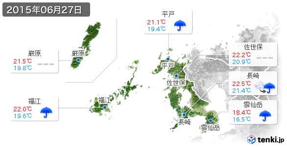 長崎県(2015年06月27日の天気