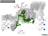 2015年07月02日の東海地方の実況天気