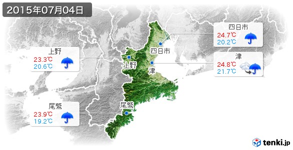 三重県(2015年07月04日の天気