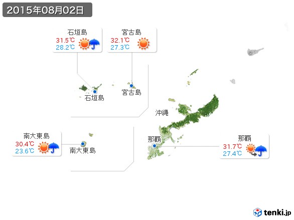 沖縄地方(2015年08月02日の天気