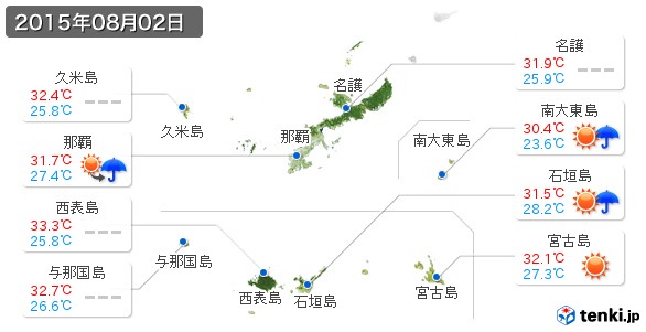 沖縄県(2015年08月02日の天気