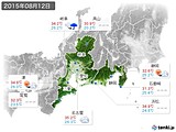 2015年08月12日の東海地方の実況天気