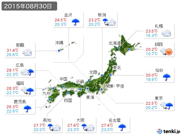 (2015年08月30日の天気