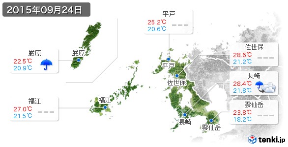 長崎県(2015年09月24日の天気