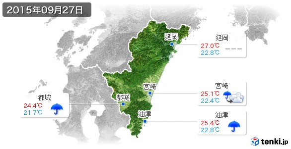 宮崎県(2015年09月27日の天気