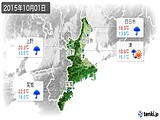 2015年10月01日の三重県の実況天気