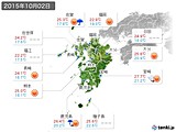 2015年10月02日の九州地方の実況天気