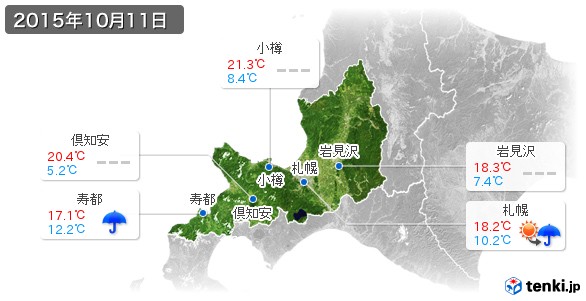 道央(2015年10月11日の天気