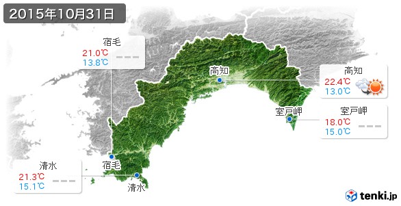 高知県(2015年10月31日の天気