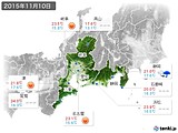 2015年11月10日の東海地方の実況天気