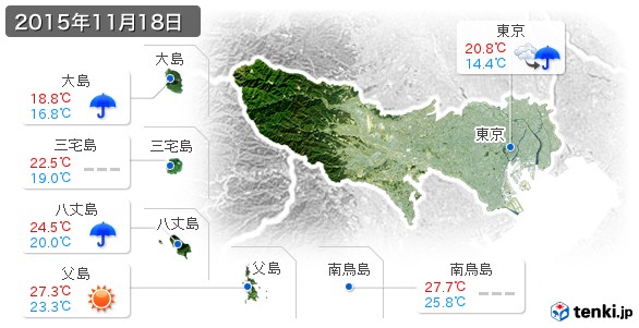 東京都(2015年11月18日の天気