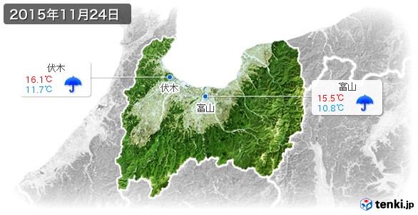 富山県(2015年11月24日の天気