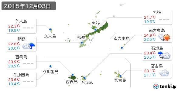 沖縄県(2015年12月03日の天気