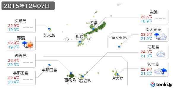 沖縄県(2015年12月07日の天気