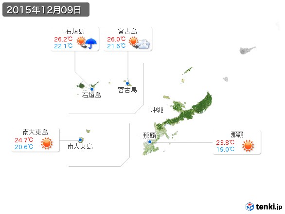 沖縄地方(2015年12月09日の天気